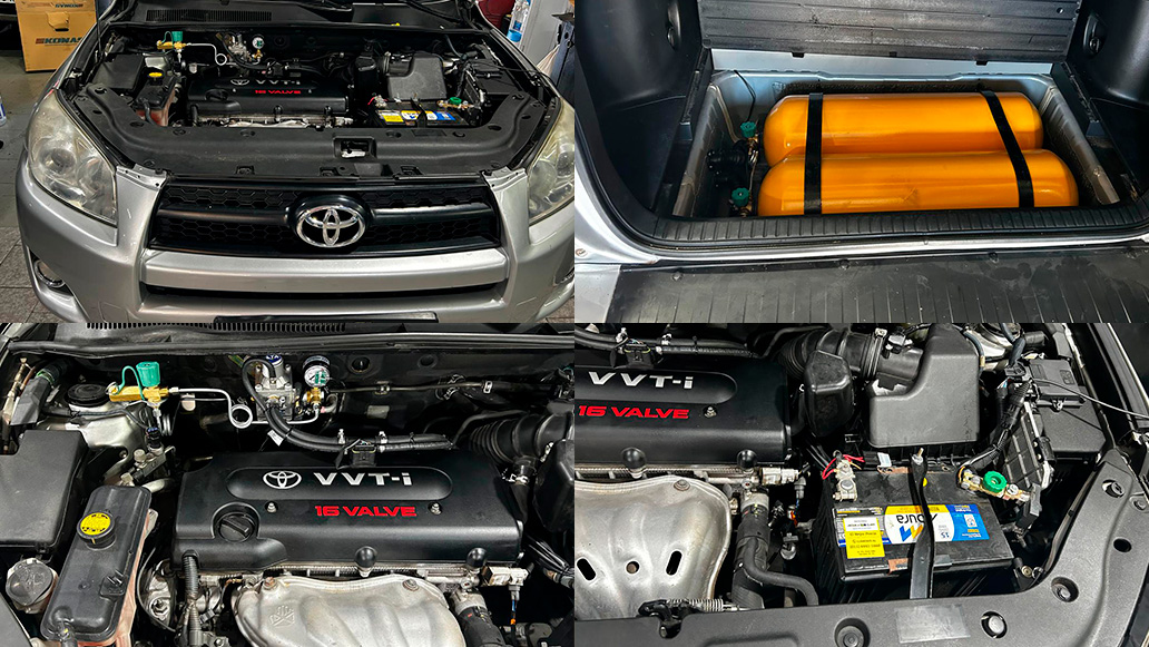   muestra de instalacion de equipo gnc en un toyota rav
