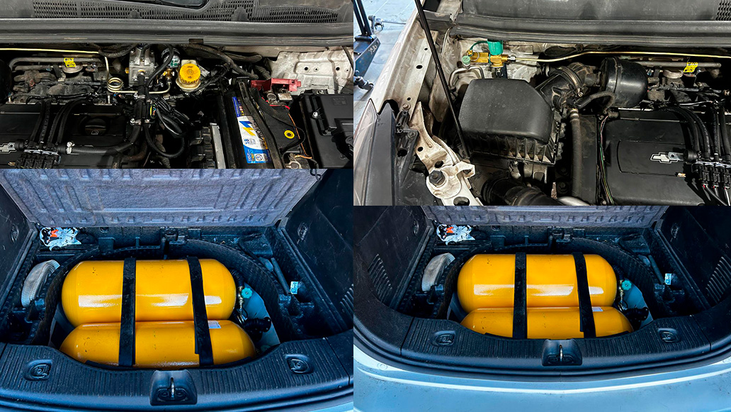   muestra de instalacion de equipo gnc en un chevrolet tracker